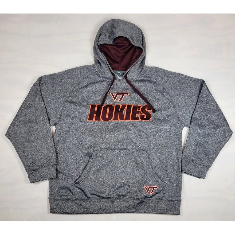 Knights Apparel Virginia Tech Hokies Hoodie Gray Heather VT Sweatshirt Mens L - Picture 1 of 8